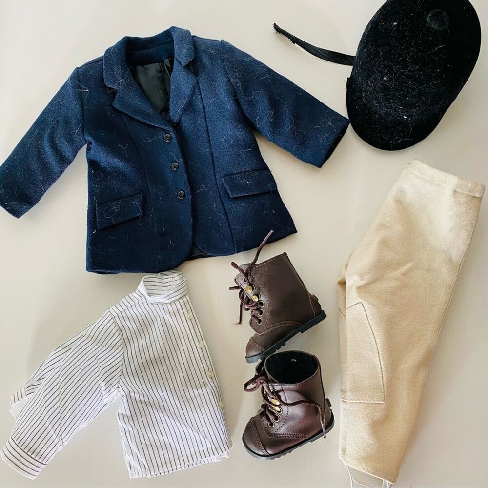 AMERICAN GIRL DOLL Blue Ribbon Riding Outfit Complete Hat Jacket Blouse Breeches